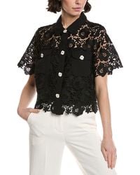 Cece - Patch Pocket Button-Down Lace Top - Lyst
