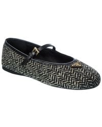 Prada - Tweed & Leather Ballerina Flat - Lyst
