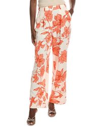 Laundry by Shelli Segal - Blossoming Linen-Blend Pleated Pant - Lyst