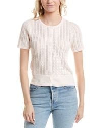 Design History - Button Front Linen-Blend Cardigan - Lyst