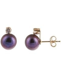 Splendid - 14k Diamond & 7-7.5mm Freshwater Pearl Studs - Lyst