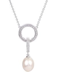 Pearls - Imperial 0.10 Ct. Tw. Diamond & 10-11Mm Pearl Pendant Necklace - Lyst