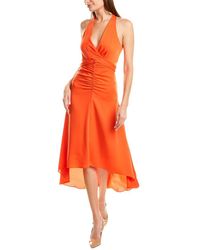 BCBGMAXAZRIA Tie-front Midi Dress - Orange