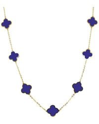 Italian Gold - 14K Lapis Clover Layered Necklace - Lyst