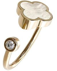 Gabi Rielle - 14k Over Silver Pearl Cz Clover Ring - Lyst