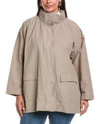 Eileen Fisher - Plus Stand Collar Coat - Lyst