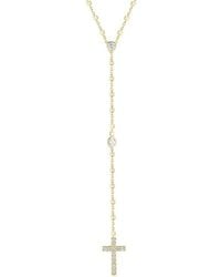 Glaze Jewelry - 14k Over Silver Cz Cross Lariat Necklace - Lyst