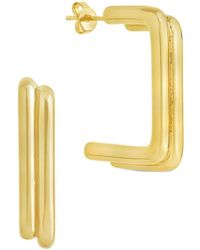 Sterling Forever - 14K Plated Baguette Hoops - Lyst