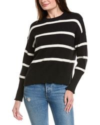 Hannah Rose - Drop Shoulder Stripe Crewneck Cashmere-Blend Sweater - Lyst