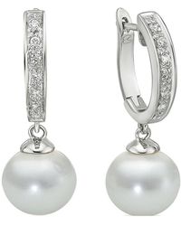 Belpearl - Silver White Topaz 9-8.5mm Freshwater Pearl Earrings - Lyst