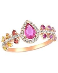 Diana M. Jewels - Fine Jewelry 14k Rose Gold 0.92 Ct. Tw. Diamond & Sapphire Ring - Lyst