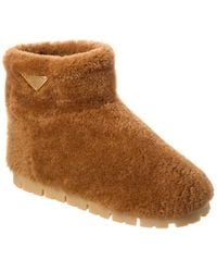 Prada - Logo Shearling Boot - Lyst