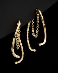 Italian Gold - 14k Twisted & Polished Curved Bar Front-back Drop Earrings - Lyst