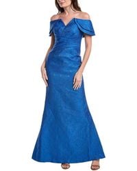 Teri Jon - Jacquard Off Shoulder Portrait Gown - Lyst