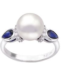 Pearls - Imperial 14K 0.60 Ct. Tw. Sapphire & 9-9.5Mm Akoya Pearl Ring - Lyst