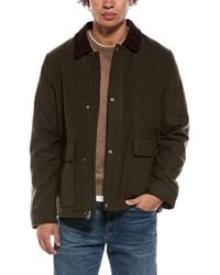 Cole Haan - Short Corduroy Collar Wool-Blend Barn Coat - Lyst