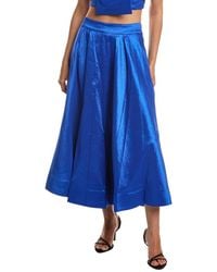 MILLY - Juliet Taffeta Midi Skirt - Lyst