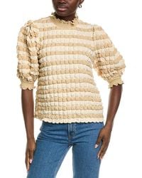 English Factory - Textured Mock Neck Blouse - Lyst