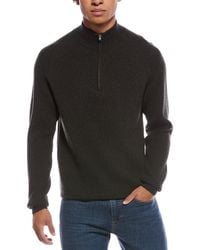 Amicale Cashmere - Two-Tone Plaited Rib Cashmere 1/4-Zip Sweater - Lyst
