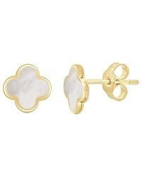 Italian Gold - 14K Pearl Clover Studs - Lyst