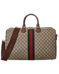 Gucci Medium GG Supreme Canvas & Leather Duffel Bag - Brown