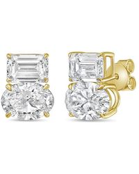 Diana M. Jewels - Diana M. 14K 6.00 Ct. Tw. Lab-Grown Diamond Two-Stone Earrings - Lyst