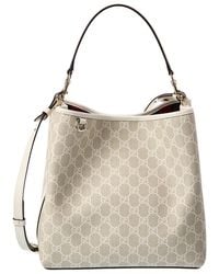 Gucci - Gg Emblem Medium Gg Supreme Canvas & Leather Bucket Bag - Lyst