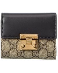 Gucci - Gg Supreme Canvas & Leather Card Case - Lyst