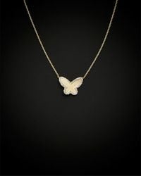 Italian Gold - 14k Two-tone Rimmed Satin Butterfly Necklace - Lyst