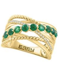 Effy Fine Jewelry - 14K 0.91 Ct. Tw. Diamond & Emerald Ring - Lyst