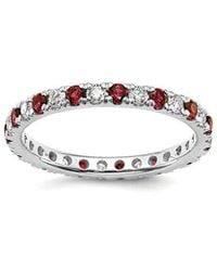 Lab Grown Gemstones - 14K 1.25 Ct. Tw. Lab-Grown Diamond & Lab-Grown Ruby Eternity Ring - Lyst