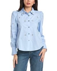 Stellah - Helene Jewel Trim Button Down Shirt - Lyst