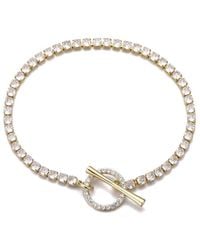 Adornia - 14K Plated Crystal Toggle Tennis Bracelet - Lyst