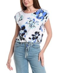 Ellen Tracy - Drop Shoulder Linen-Blend Top - Lyst