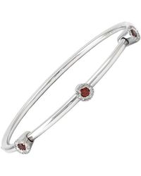 Gemstones - Steel 0.49 Ct. Tw. Diamond & Garnet Bangle Bracelet - Lyst