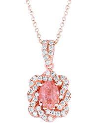 Le Vian 14k Rose Gold 0.88 Ct. Tw. Diamond & Morganite Pendant Necklace - Multicolour