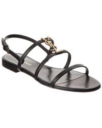 Saint Laurent - Cassandre Leather Sandals - Lyst