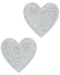 Sterling Forever - Cz Disco Heart Statement Stud Earrings - Lyst
