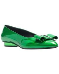 Ferragamo - Viva Bow Leather Ballet Flat - Lyst