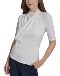 Halston - Drape Front Jersey Top - Lyst