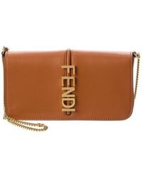 Fendi - Graphy Leather Wallet On Chain - Lyst