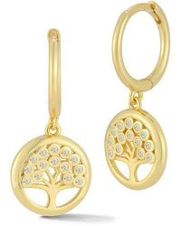 Glaze Jewelry - 14k Over Silver Cz Tree Of Life Hoops - Lyst