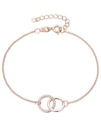Adornia - 14K Rose Plated Cz Adjustable Pave Rings Bracelet - Lyst