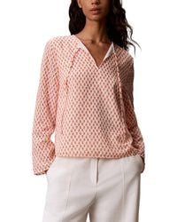 Calvin Klein - Tie Neck Top - Lyst