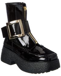 Roger Vivier Viv Rangers Leather Platform Boot - Black
