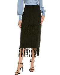 Ferragamo - Fringe Hem Wool Maxi Skirt - Lyst