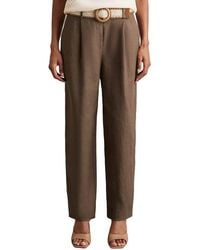Reiss - Beau Belted Linen Taper Trouser - Lyst