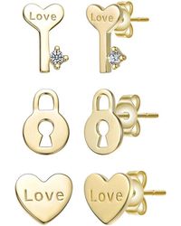 Genevive Jewelry - 14K Plated Cz Stud Earrings - Lyst