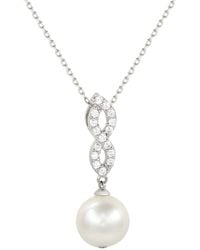 Suzy Levian - Silver Sapphire 10mm Pearl Pendant Necklace - Lyst