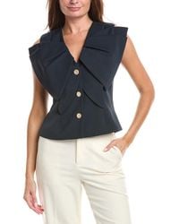 Gracia - Ruffle Front Button Down Sleeveless Jacket - Lyst
